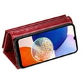 thumbnail image 4 of SaniMore for Samsung Galaxy A05 Wallet Case, PU Leather Wrist Shoulder Strap Flip Stand Card Slots RFID Blocking Zipper Purse Shockproof Anti-fall TPU Inner Shell Flip Folio Protective Cover, Red, 4 of 10