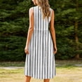 thumbnail image 6 of VBVC Women's Floral Print Sleeveless Midi Dress , Ladies' Crew Neck Pleated Waist Casual Dress , Summer Stretchy Vacation Sundress For Women,Gray,S-2XL, 6 of 7
