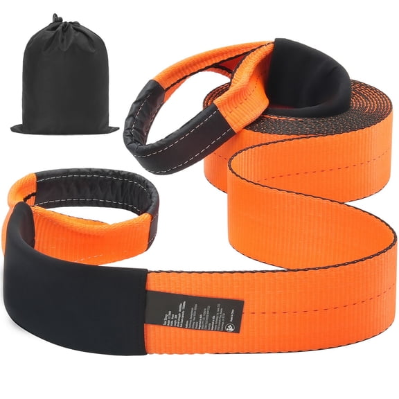 Dranite Recovery Tow Strap 4" x 30' 46,500 lb Break Strength with Triple Reinforced Loops,Tree Protector,All-Weather Heavy Duty Off-Road Towing & Recovery, Includes Protective Sleeves & Carry Bag