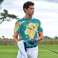 thumbnail image 3 of KLL World Map With Landmarks Print Men's Short Sleeve Golf Polo,Three-Button Polo Shirts Summer Fashion Golf Shirt-3X-Large, 3 of 6