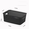 thumbnail image 2 of Jpxdew Heavy-Duty Hollow Woven Storage Basket - Stackable Plastic Organizer with Handles for Toys/Books/Office Supplies, Multi-Purpose Bin for Shelves/Desk/Closet (Black, 10.08x7.09x3.98in), 2 of 2