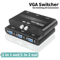 thumbnail image 2 of 2 in 1 Out VGA Switcher Splitter Switch Video Converter Adapter HD Video Display for Projector Display PC TV Laptop,1 * VGA Splitter Switch,Black, 2 of 7