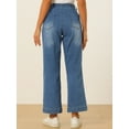 thumbnail image 3 of DARING DIVA Women's Wide High Waisted Stretchy Jeans Buttoned Denim Pants XS Blue, 3 of 6