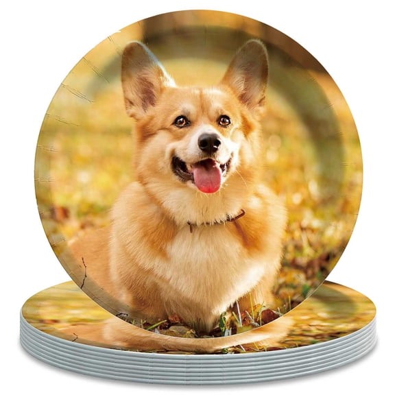Corgi Paper Plates Birthday Decorations Party Supplies Tableware Disposable Dinnerware