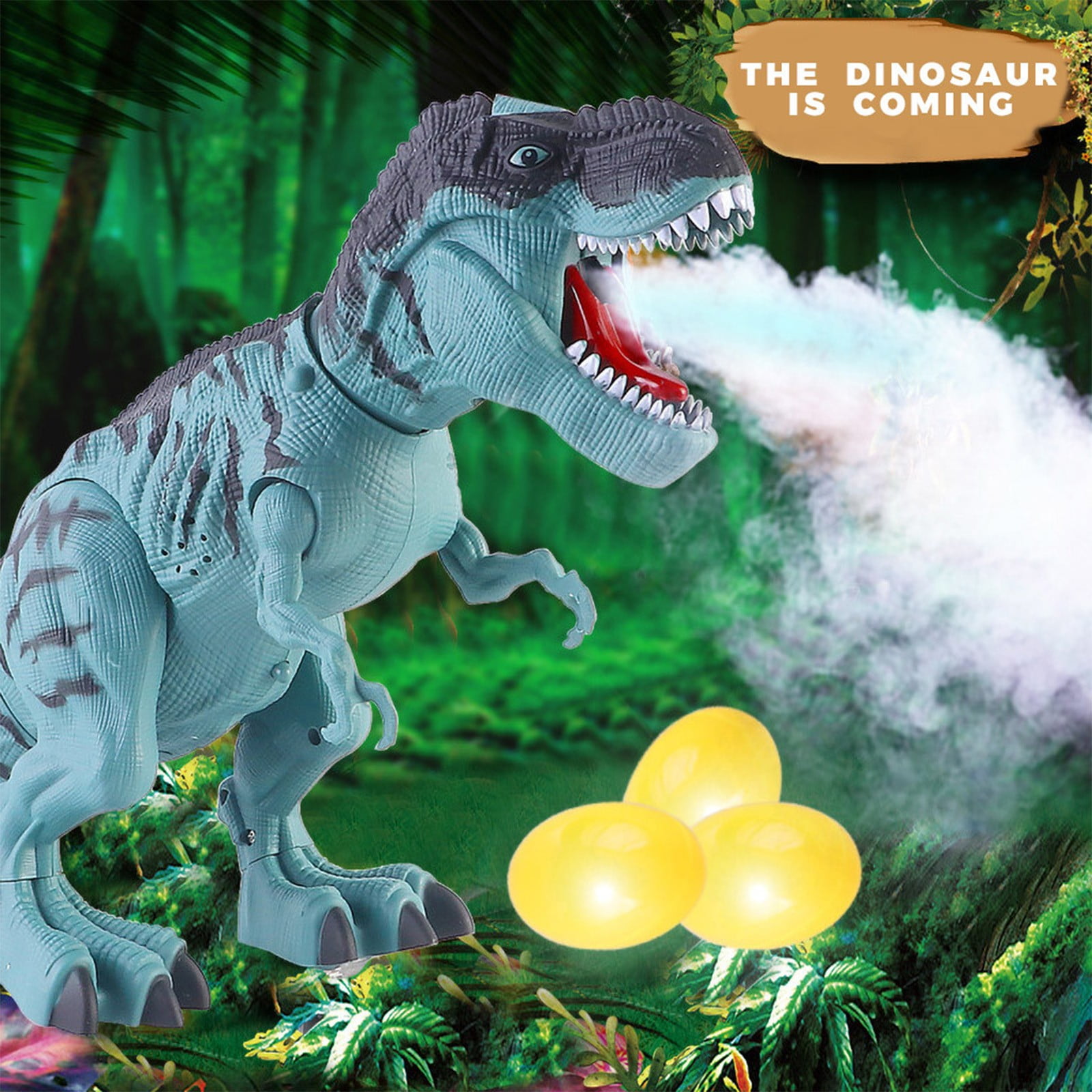 SPOORYYO Walking Dinosaur Robot with Realistic Movements Roaring Sound and LED Effects Lays Eggs