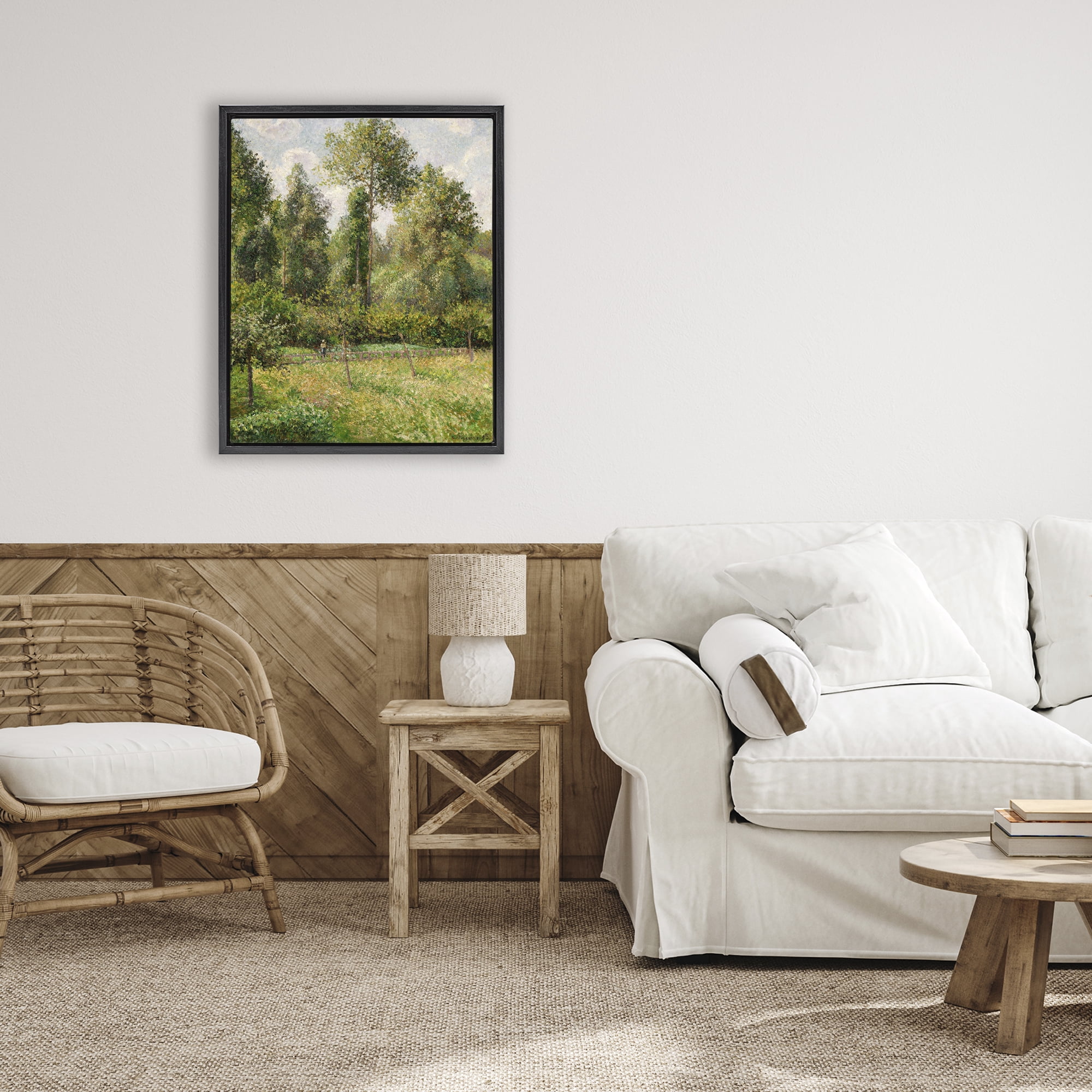 Stupell Industries Poplars Classic Landscape Black Framed Floater Canvas Wall Art, design by Camille Pissarro