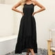 thumbnail image 5 of Vestido De Verano Vestido maxi de mujer Vestido largo de playa suelto con cuello halter irregular bohemio (Negro L) Ygjytge para Mujer Negro T S, 5 of 6