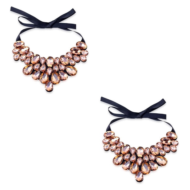 Qarigey Collar de mujer, gargantillas, colgantes, gargantilla para niñas, fiesta, vestido de banquete, accesorios para damas, collares con Rosado 2piezas
