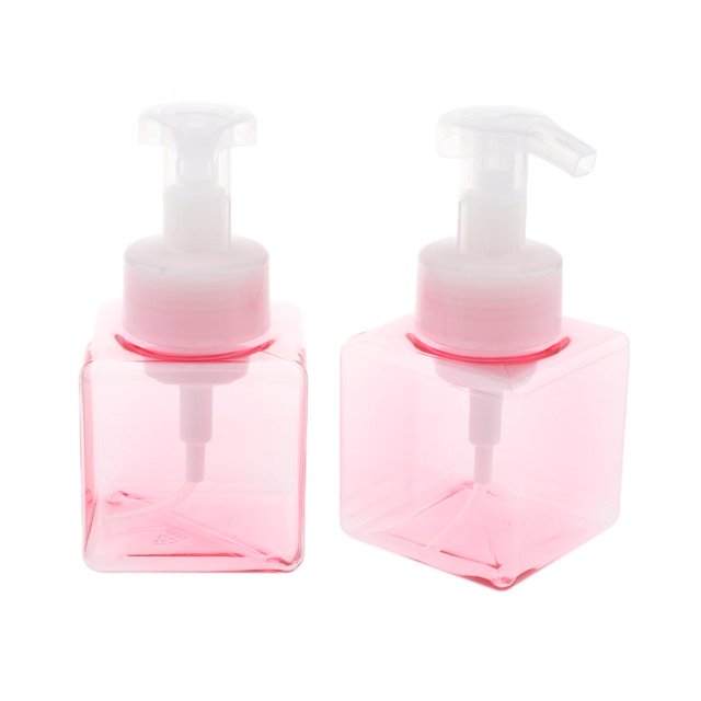 Dispensador de Jabón Espumoso de 2 Piezas, Champú Vacío, Botella de Bomba de Espuma para Corporal, 250 Ml - Rosa claro Yinane Frasco cuadrado de la bomba