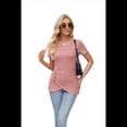 thumbnail image 2 of Blusas Lisas de Cuello Redondo y Corta para Mujer, 2025, Nuevas Blusas Sueltas de Verano, Lindas, Rosas, L, 2 of 10