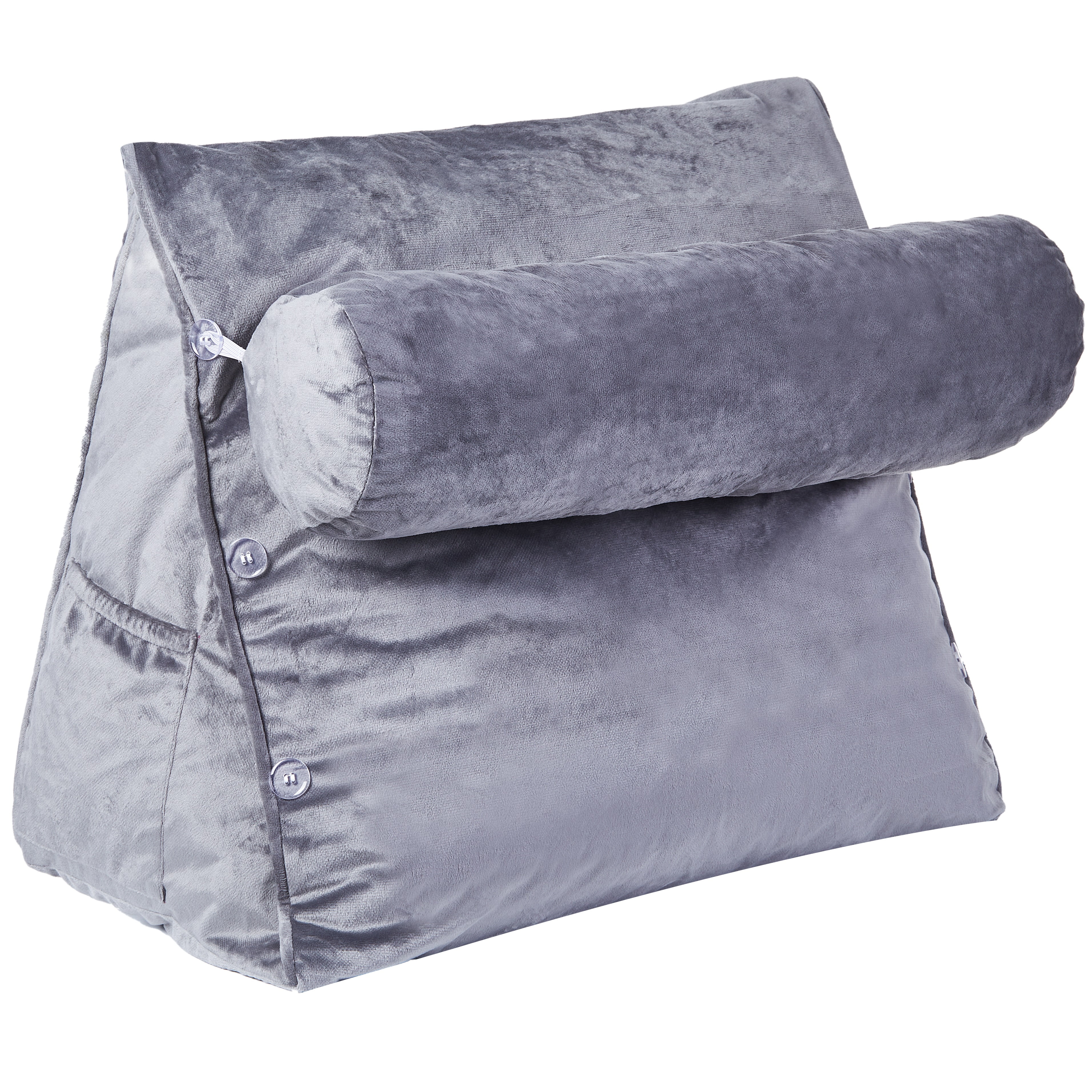 Cheer Collection Extra Large Wedge Pillow with Detachable Bolster, Gray