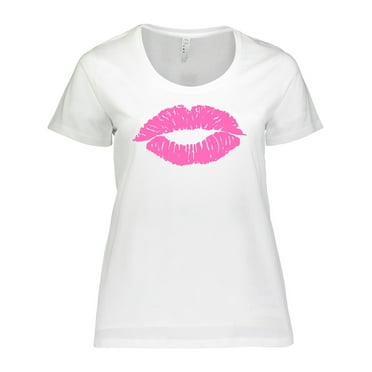Inktastic Pink Lips Women's Plus Size T-Shirt