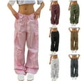 thumbnail image 3 of XFLWAM Parachute Pants Baggy for Women Drawstring Elastic Low Waist Ruched Cargo Pants Women Multiple Pockets Y2K Pants, 3 of 3
