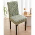 thumbnail image 2 of Granjero Gordo Funda para silla de comedor de 6 piezas de felpa jacquard geométrica, desmontable, lavable, suave y esponjosa, verde, 2 of 5