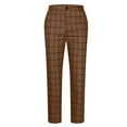 thumbnail image 6 of Men's Dress Plaid Trousers Slim Fit Flat Front Business Pants Fashion Stretch Skinny Golf Office Long Pants with Pockets (3XL, Coffee), 6 of 6