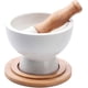thumbnail image 1 of Porcelain Mortar and Pestle Pill Crusher,Spice Grinder,Herb Bowl,Pesto Powder Gift Ideal with Anti-Slip Base and Grip Molcajete for Seasoning,Past, 1 of 5