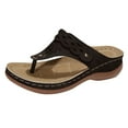 thumbnail image 4 of Dakaela Orthopedic Sandals for Women 2026 Comfortable Wedge Summer Flip Flops Arch Support Dressy Walking Casual Slip on Thong Sandals Black 8, 4 of 5