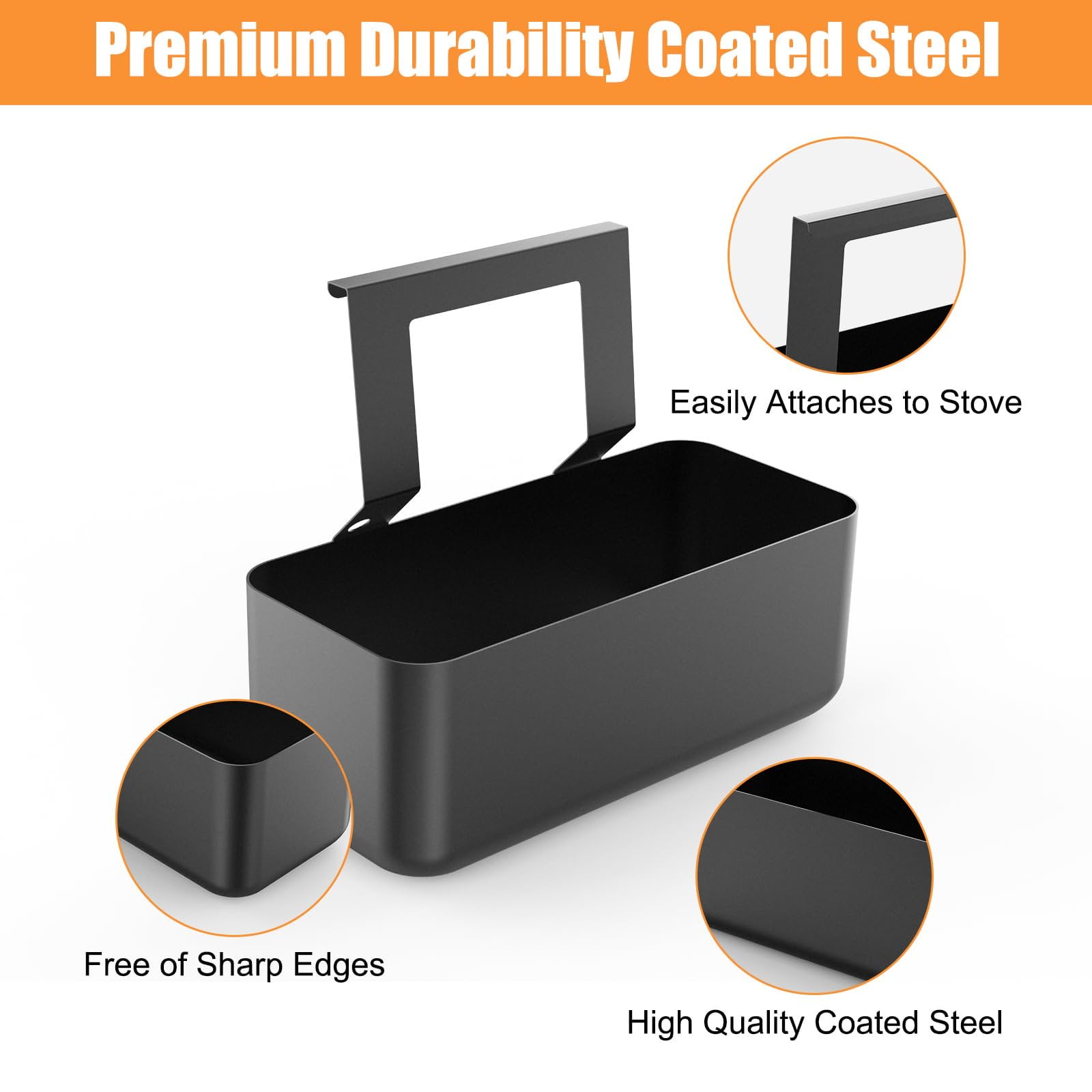 1Pcs Griddle Accessories Grease Catcher, Silicone Cup Liners for Blackstone 36" 28" 22" 17" Griddle, with 1PCs Silicone Grease Cup Liners,Grease Trap for Black Stone Griddle (Orange, Long Hook)