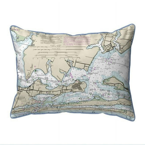 Betsy Drake Interiors Orange Beach, AL Nautical Map Extra Large Zippered Indoor/Outdoor Pillow 20x24