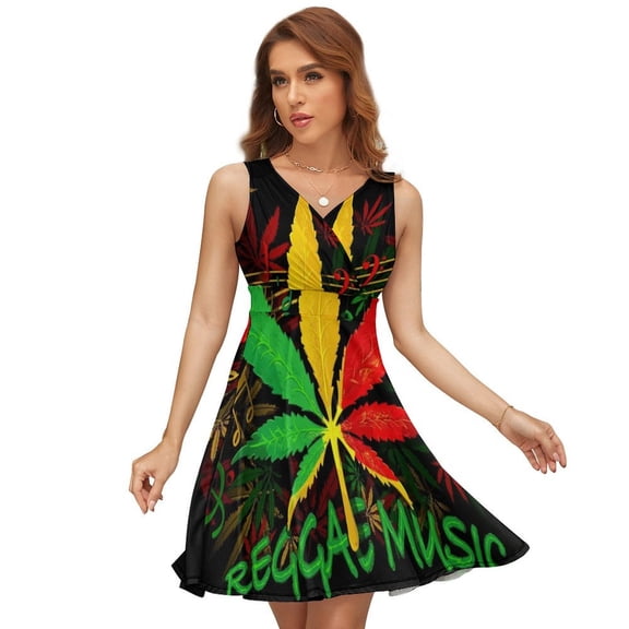 Jamaica Music Notes Stave Theme Sundress Sleeveless Dress Summer Women Clothes Dress for Women Dresses