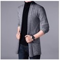 thumbnail image 4 of Men's Knitted Cardigan Chenille Lapel Buttonless Solid Color Simple Business Casual Mens Cardigan Gray L, 4 of 4