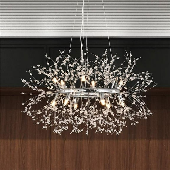 Xhosa 30 in. 12-Light Indoor Chrome Finish Chandelier with Light Kit