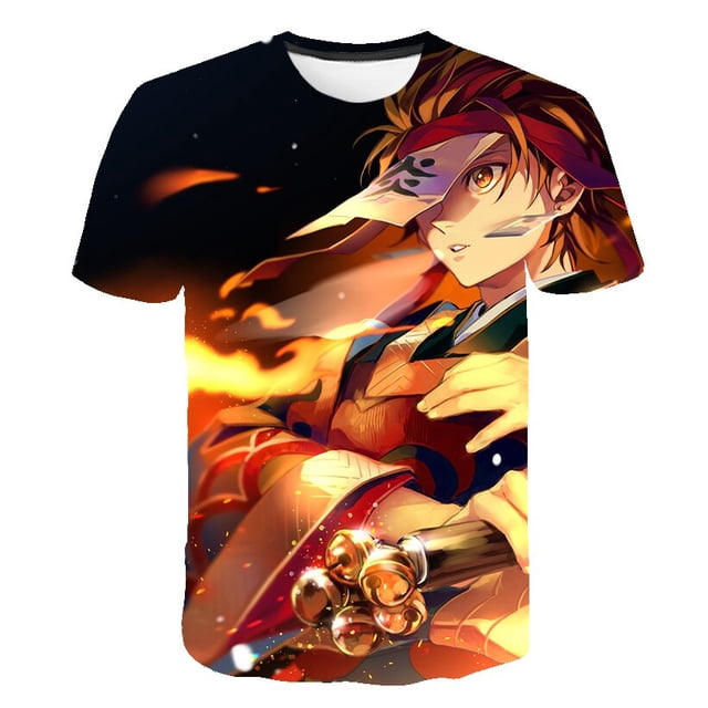 Camisetas Demon Slayer para bebé (niño o niña), camisetas de manga corta, novedad de verano, camisetas con estampado 3D, disfraces, camisetas de cuello redondo de Anime, ropa 10T Gao Jinjia LED