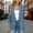 Blue women's 3/4 sleeve blazer a1, variant on Women's 3/4 Sleeve Collared Button Down Jacket Elegant Casual Blazer Cardigan Beach Cover Up Spring Summer Fashion Outerwear, Blue S