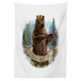 thumbnail image 3 of Ambesonne Bear Tablecloth Rectangular Table Cover, Angry Carnivore Mammal, 60"x90", Brown Green Pale Blue, 3 of 4