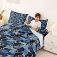 thumbnail image 3 of Feelyou Marine Fishing Bass Wildlife Queen Sheet Sets for Men Adults, Camo Camouflage Bed Set, Navy, 4pcs, 3 of 5