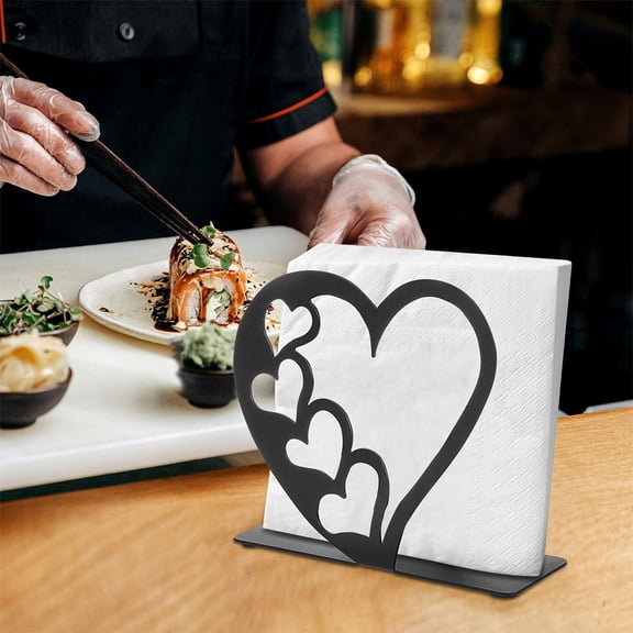 WEUVEB Heart Metal Napkin Holder Stand for Kitchen Dining Table, Stylish 2-Piece Set for Home Decor