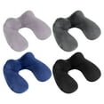 thumbnail image 3 of U-Shaped PVC Flocked Inflatable Travel Pillow Lightweight, Compact, Comfortable Neck Support for Airplane & Car Journeys - Soft Warm Texture, Elastic Design (31x31x14cm) Dark Gray, 3 of 4