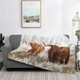 thumbnail image 2 of Uemuo Yak Printed Throw Blanket for Couch, Fluffy Fuzzy Blankets for Bed, Sofa, Cozy Flannel Faux Fur Blanket-60"x50", 2 of 6