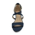 thumbnail image 4 of Dream Pairs Women Ankle Strap Low Wedge Sandals Casual Dress Shoes Fashion Open Toe Sandals Jones Navy/Suede Size 9.5, 4 of 5