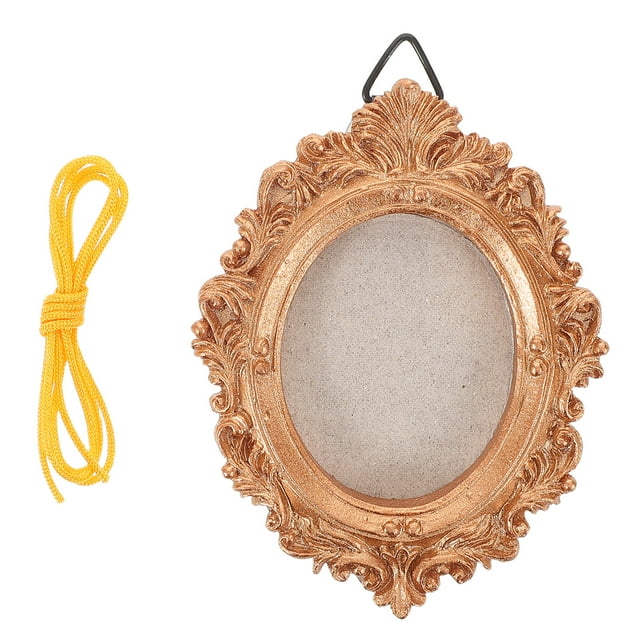 GOOHOCHY Adorno navideño con marco de fotos: mini marco de fotos con cuerda ovalada vintage para colgar en el árbol de Navidad, fiestas, joyas y teléfono móvil.
