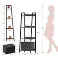 thumbnail image 5 of HRYGD Plant Stand Indoor with Grow Lights 4 Tier 48.2" Metal Wood Ladder Shelf with Drawer Black, 5 of 8
