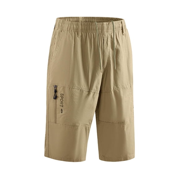 YSUEJPF Mens Big & Tall Capris Casual Breathable Elastic Baggy Capri Pants Light Athletic Workout Long Shorts with Zipper Pockets