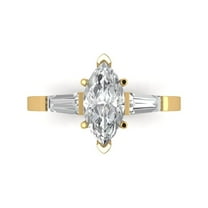 Three-Stone Engagement Ring for Women - 2ct Moissanite in 18K Yellow Gold Promise Ring