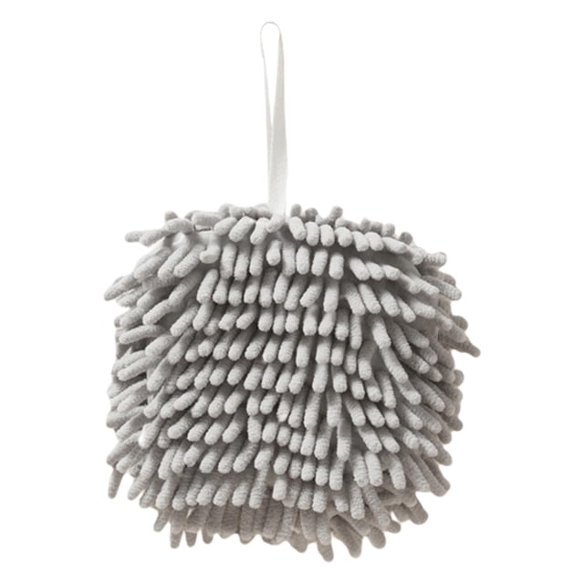 Toalla de mano en forma de bola, paños de limpieza con lazo, toallas de secado de manos para cocina y viajes. C-gris
