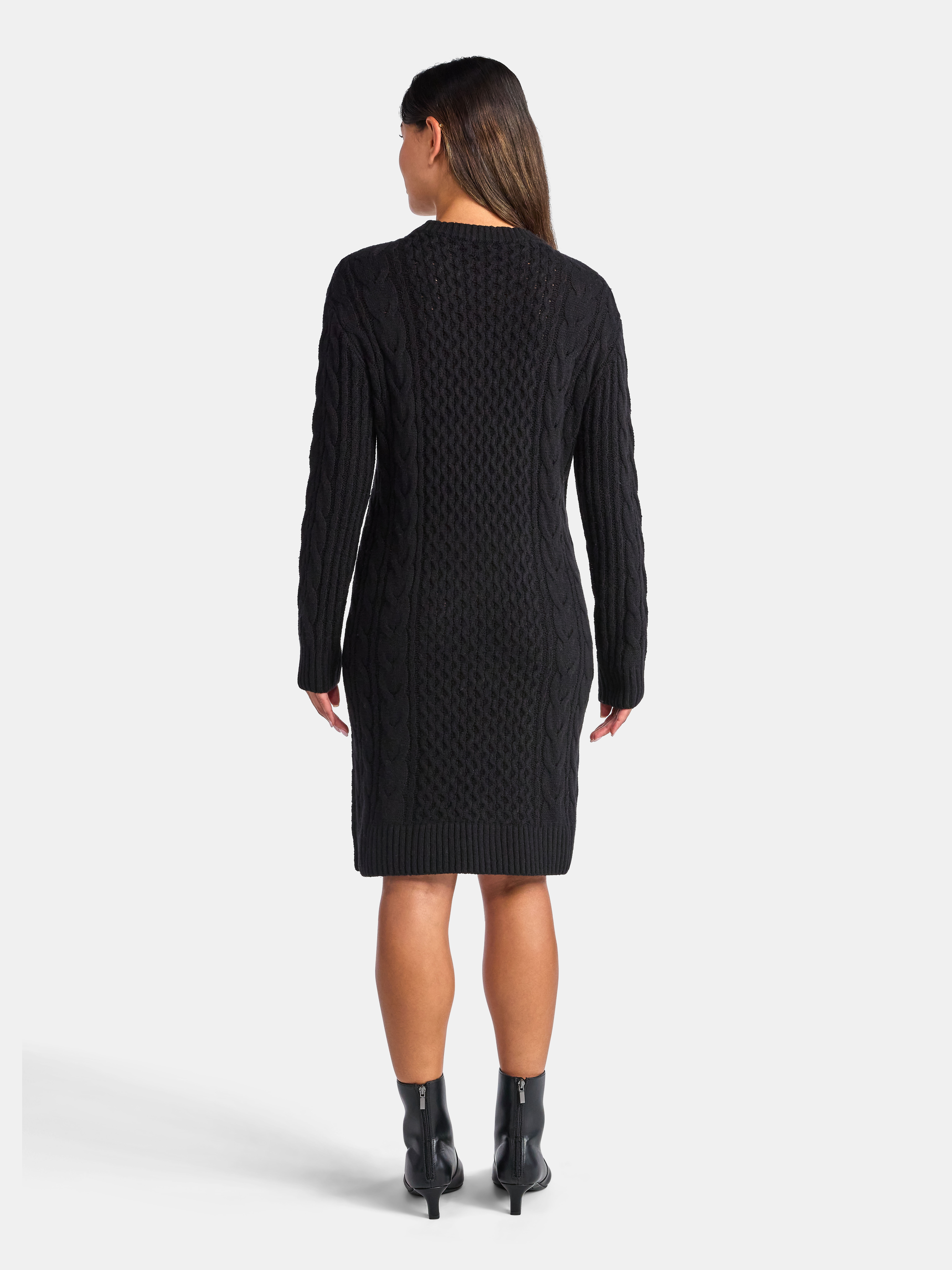 Time and Tru Women's Cable Knit Sweater Dress, Sizes XS-XXL