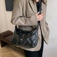 thumbnail image 2 of Slouchy Satchel 11.81x7.87x3.93in PU Soft Shoulder Bag Black Silver Relaxed Tote Handbag Casual Structured Everyday Purse Lightweight Crossbody Work to Weekend Versatile Tote​, 2 of 6