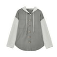 thumbnail image 6 of MOSHU Oversize Hoodies for Women Loose Fit Drawstring Hooded Womens Sweatshirts Button Down Shacket Jackets with Pocket, 6 of 7