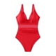 thumbnail image 4 of Conjunto de Bikini de Cintura Alta para Mujeres Traje de Baño de Malla de Correa sin Espalda de Color Sólido con Almohadillas Extraíbles, 4 of 4