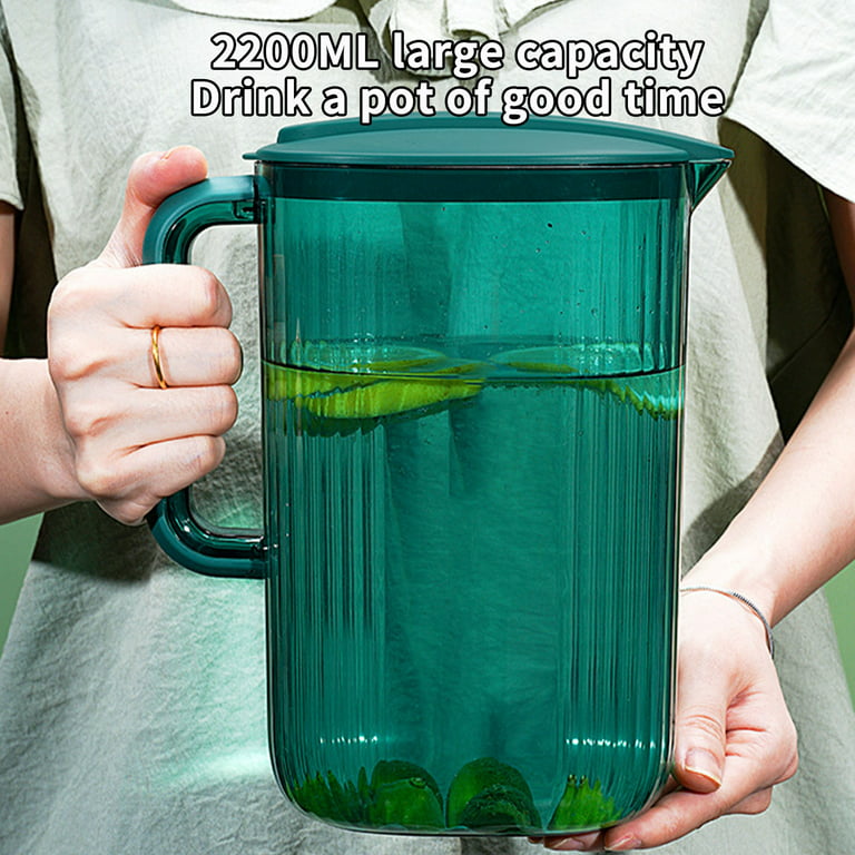 Zedker Plastic Pitcher with Lid Clear Acrylic Pitcher Shatter Proof Drink Pitcher  Juice Containers with Lids for Fridge Iced Tea Pitcher with Spout Handle  for Water Milk Lemonade 