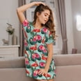 thumbnail image 3 of Haiem Palm Leaves Flamingo Print Women’s Short-sleeved Nightdress – Comfortable and Loose-Fit Sleepwear, Soft Cotton Sleep Shirt for Relaxing, Casual Nightdress, 3 of 6