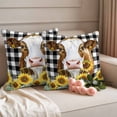 thumbnail image 2 of Cow Sunflower Pillow Covers 2 Pack Plant Farm Flower Pillowcase Waterproof Outdoor Throw Pillow Cover for Patio Garden Square Cushion 20”x20”, 2 of 9