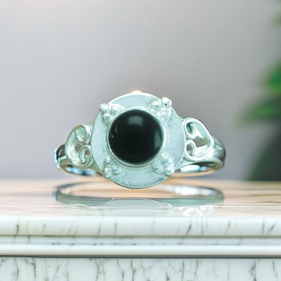 Handmade 925 Sterling Silver Designer Ring with Natural Black Onyx Gemstone