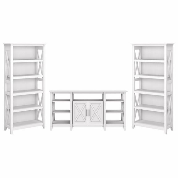 Key West Tall TV Stand with Bookcases in Pure White Oak - Engineered Wood