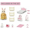 thumbnail image 3 of OLEOCA Family Bedroom Doll House — Cozy Cabin with Bunny Figure, Bed, Vanity & Accessories, Complete Modular Dollhouse Playset for Creative Pretend Play Ages 3+, 3 of 10