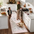 thumbnail image 2 of Wonnitar 2.5'x 8' Floral Runner Rug, Vintage Pink Washable Rug for Hallway & Kitchen, Soft Low Pile Non-Slip Carpet for Bedroom, Laundry Room, 2 of 12